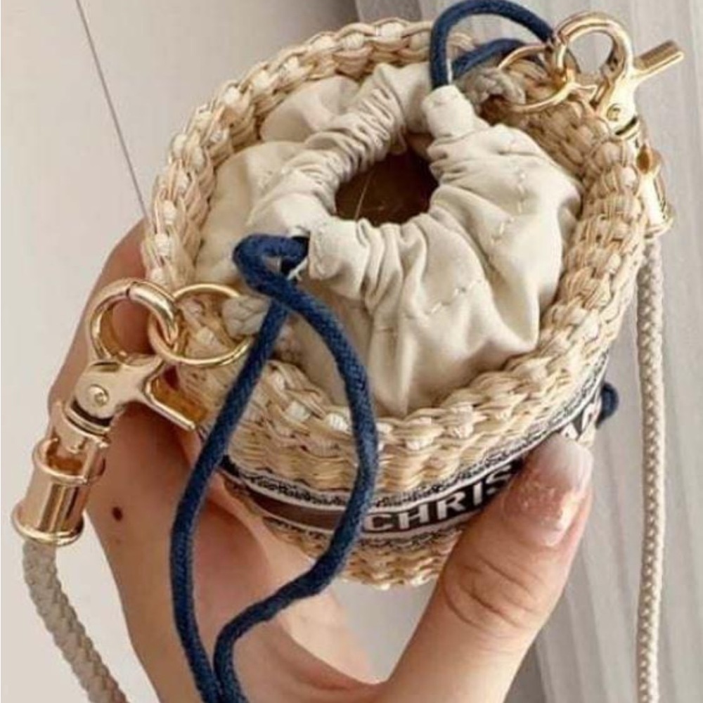 Dior raffia mini bucket bag rare crossbody - Picture 11 of 12
